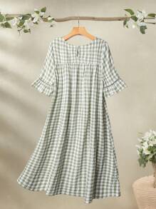Rusticease Vestido corto a cuadros para mujer, de moda para el verano - Multicolor - Ver 2