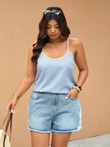 Elaquor Plus Size Women Vacation Casual Embroidery Patch Camisole