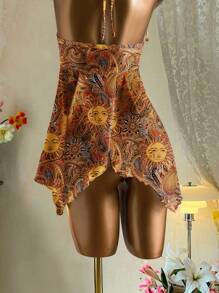 Attitoon Áo cổ yếm hở lưng in hình thần mặt trời vàng cổ điển, phong cách ngày lễ - Nhiều màu - Xem 12