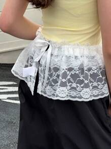 DAZY 少女时尚蕾丝边裙 - 白色 - 查看 8