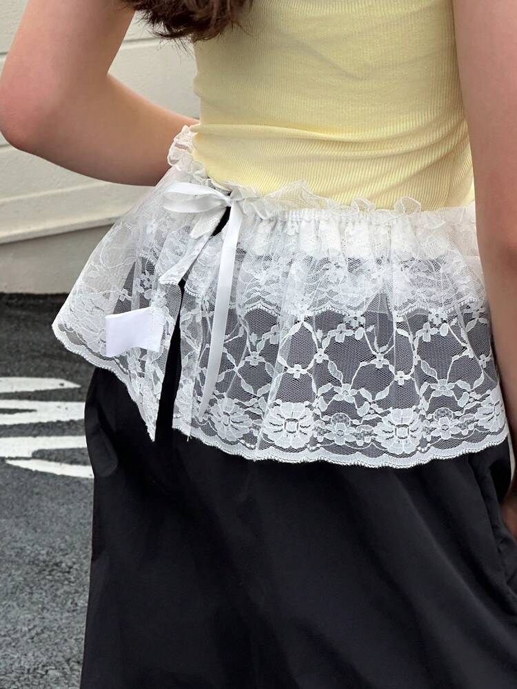 Teen Girls' Fashionable Lace Trim Skirt