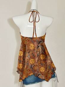 Attitoon Áo cổ yếm hở lưng in hình thần mặt trời vàng cổ điển, phong cách ngày lễ - Nhiều màu - Xem 2