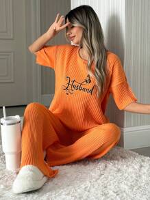 RueChic Ensemble de vêtements d'intérieur femme composé de 2 pièces : chemise à manches courtes imprimée et pantalon long