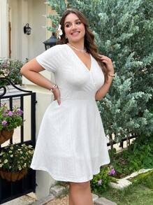 Solflare 白色加大码女式花卉提花长裙 - 白色 - 查看 6