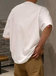 DAZY Camiseta blanca de verano casual con gráfico de eslogan para hombres