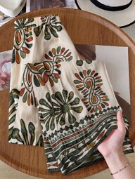 Rusticease Women's Full-Print Flare Leg Loose Casual Versatile Pants,Bohemian Clothes