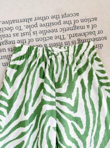 SHEIN Young Girl Woven Mommy And Me Matching Loose Geometric Pattern Casual Pants (2 Sets Sold Separately), Suitable For Outings And Other Occasions - Green - View 5