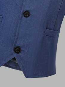 SHEIN 3 件套男童休闲优雅海军蓝绅士套装：西装背心和裤子，适合正式场合和派对 - 藏蓝色 - 查看 7