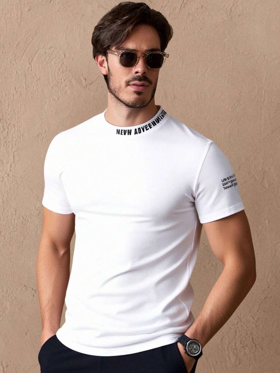 HIMLAND Men T-Shirts Crew Neck Short Sleeve Slogan Tee Casual Fashion Men Clothes Summer