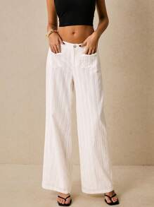 Poéselle Pantaloni casual casual donna a gamba dritta con tasche doppie, a tinta unita e vestibilità morbida