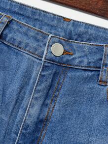 SHEIN Teen Boy Y2K Fashion Casual Blue Denim Cut Out Ripped Frayed Blue Patchwork Stretch Skinny Teen Boy Jeans For Boy Soft Dailywear And The Four Seasonsr Teen Boy Summer Clothes - Light Wash - View 4