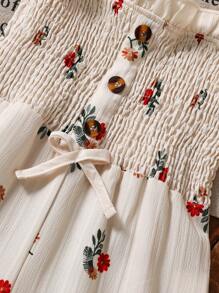 Elladie kids 女童波浪条纹印花无袖连体裤，腰部系带，休闲度假/日常穿着，夏季假日