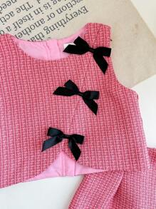 Young Girl Sleeveless Solid Color Top And Shorts 2 Pieces Set - Pink - View 6