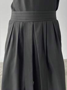 Manfinity Roghcode , 男士纯色褶皱口袋休闲时尚长裤, 阔腿, 宽松黑色裤子, 宽松裤子, 宽松正装裤男士, 男士阔腿裤 - 黑色 - 查看 6