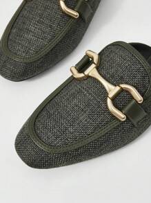 MOTF PREMIUM PU皮革露跟平底鞋 - 墨綠色 - 查看 5