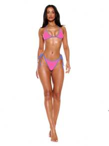 Musera Resort Contrast Trim Tie Side Bikini Bottoms Only Summer Spring Holiday Vacation Sexy Ibiza Beachwear Rave Beach