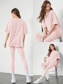 GLOWMODE Áo thun cổ tròn tay ngắn Unisex Pima Cotton cỡ lớn thường ngày - Hồng - Xem 6