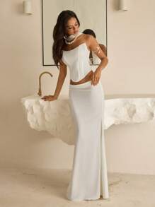 Vowa Vestido retro de mujer con capa con forma de espina de pescado para bodas, fiestas, graduaciones, festivales de música y otras ocasiones especiales