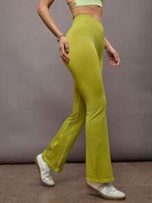 Activina Quần legging tập luyện thường ngày cạp cao màu trơn cho nữ - màu xanh lá - Xem 4