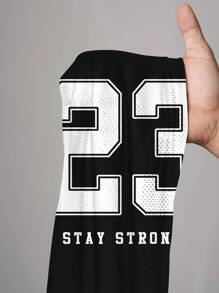 Slaydiva Casual Minimalist Letter & Number Graphic 23 Black T-Shirt Suitable For Summer, Sporty Apparel - Black - View 8