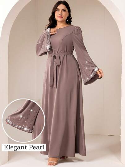 Veilorie Plus Size Women Arabic Style Simple Fashion Dress, Suitable For Summer, Modest