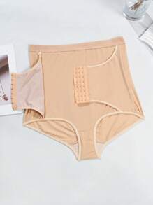 SHEIN Plus Size High Waist Double Compression Shapewear Underwear - Apricot - View 7