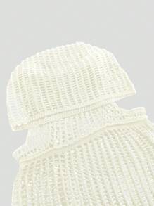 ROMWE Grunge Punk Spring/Summer Y2K Apocalyptic Scoop Neck Knit Sweater, Versatile - Apricot - View 3