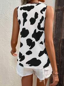 Breezaya 拼接蕾丝边图案印花无袖吊带背心上衣女式上衣 - 彩色 - 查看 2