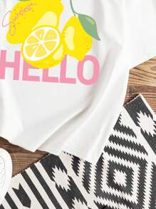 Manfinity Joysei Standard Fit Men's Summer Lemon Print White Crew Neck T-Shirt ( Fabric) - White - View 4