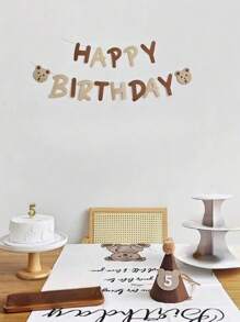 SHEIN 1 bộ cờ kéo sinh nhật cao cấp - Đồ trang trí tiệc sống động với biểu ngữ tái sử dụng, phông nền chống thấm nước cho trang trí tường văn phòng tại nhà - Màu nâu  Mocha - Xem 4