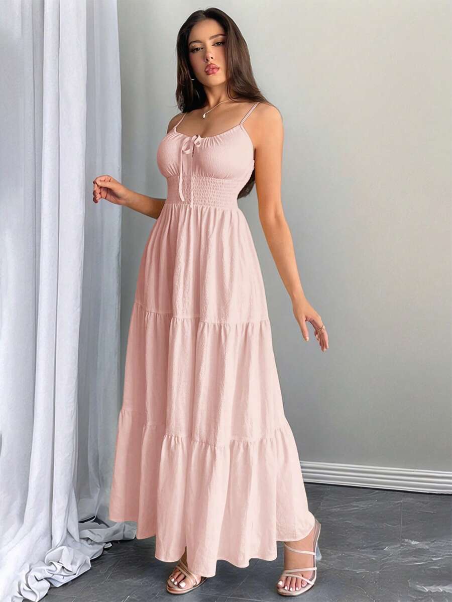 Firerie Damen gelbes Kleid mit geraffter Taille und ausgestelltem Rock, geeignet für Büro/Elegant/Sexy/Urlaub/Strand/Hawaii/Romantik/Date/Valentinstag/Konzert/Hochzeitssaison