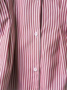 Franclia 优雅短袖衬衫，条纹衬衫，修腰泡泡袖上衣，适合女性 - 紅色 - 查看 4