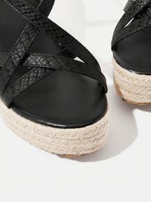Styleloop Rope Woven Platform Wedge Sandals, For Party, Wedding, Daily Wear, And Holiday