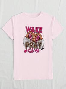 INAWLY T-shirt court à col rond sexy pour femme avec lettres de l'alphabet et graphique de main. Hauts graphiques pour femme