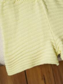 Sweetra Neue einfarbige Blumen Dekor Urlaubs-Häkel-Strick Shorts