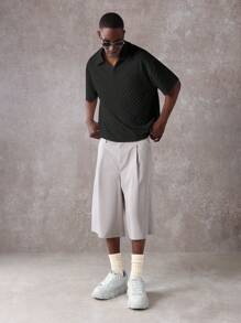 SUMWON Áo thun polo họa tiết Resort Signature thoải mái thoáng khí mùa hè thường ngày tay ngắn - màu đen - Xem 4