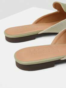 MOTF PREMIUM ROUND TOE BRAID PU LEATHER FLAT SHOES FOR CHRISTMAS - Green - View 8
