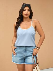 Elaquor Plus Size Women Vacation Casual Embroidery Patch Camisole