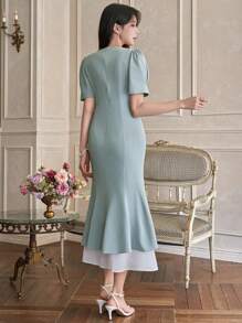 DAZY Neues elegantes Sommer-Midikleid für Frauen, 2-in-1 Maxikleid - Pastellgrün - Übersicht 3