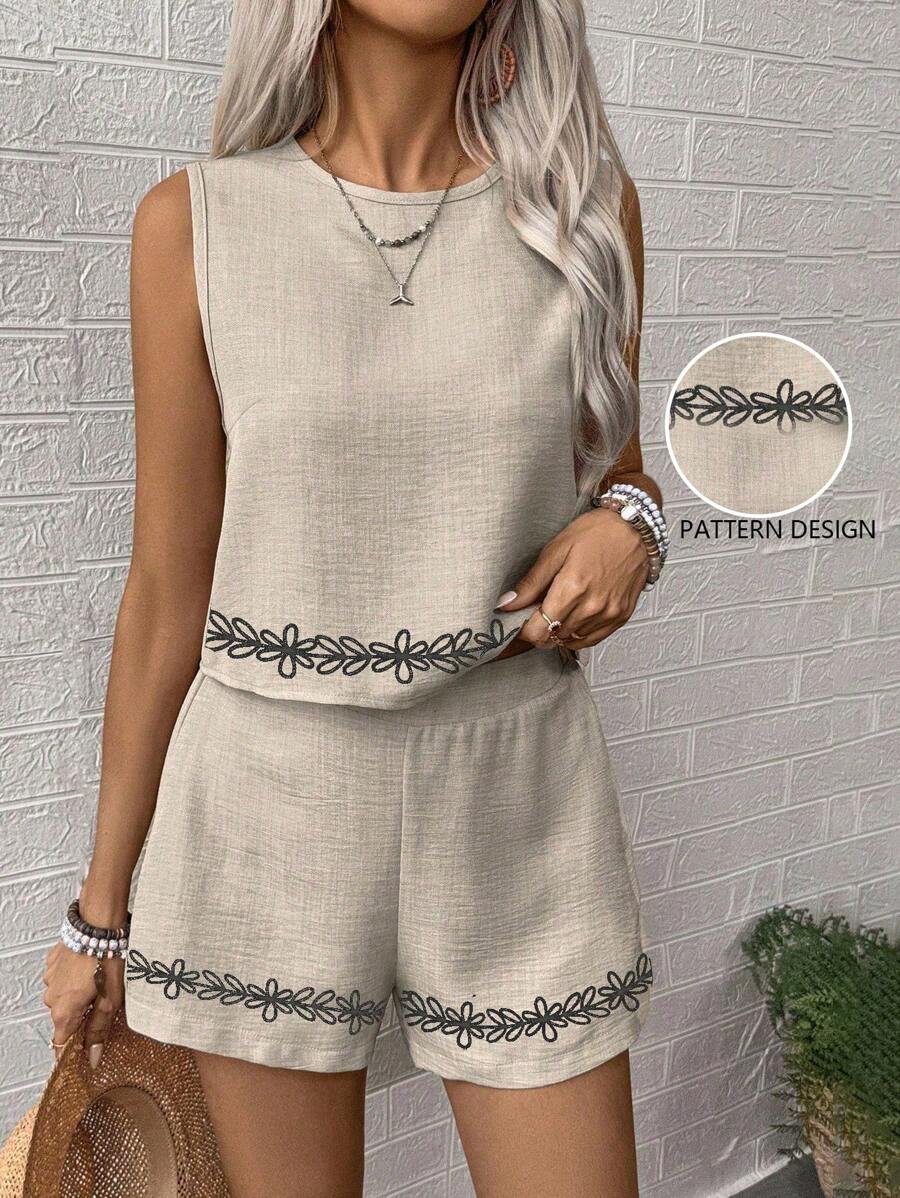 EMERY ROSE Conjunto de dos piezas de mujer tejido, casual, de verano, para vacaciones