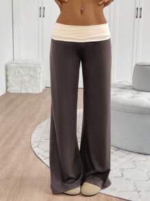 INAWLY 女式休闲宽松撞色阔腿运动裤