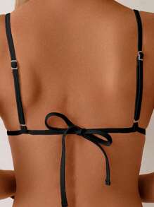 Swim Vcay Bộ đồ bơi bikini tam giác buộc dây phía trước màu trơn dành cho nữ và đồ bơi đi biển, hàng mới về năm 2025 - Nhiều màu - Xem 3