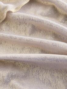 SHEIN MOD 大码女式珍珠香槟色漆皮短款迷你裙，浪漫聚会 - 香檳色 - 查看 5