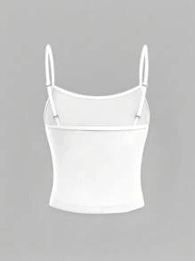 Y2k 风格甜美性感背心女无袖休闲卡通印花背心原宿百搭短款垃圾摇滚风女孩适合日常穿着 - 白色 - 查看 2