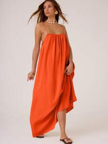 MUSERA Women Plain Color Textured Woven Maxi Cami Dress Vacation Summer Ibiza Wedding Guest Holiday Beach Fall Date Nigh, Birthday, Church Christmas, , Fall, Winter Party