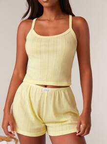 Athîral Women's Butter Yellow Jersey 2pcs Pajama Lounge Set - Yellow - View 1