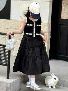 DAZY Tween Girls Casual Dress, Autumn,Back To School Clothes - Black - View 5