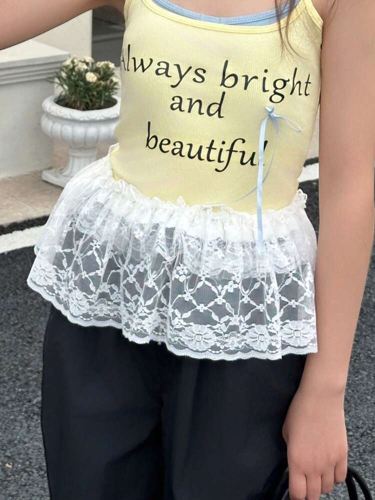 Teen Girls' Fashionable Lace Trim Skirt