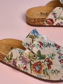 Mini mi Zuecos infantiles con suela de corcho y estampado floral, cómodos para ir del parque a la piscina - Multicolor - Ver 4