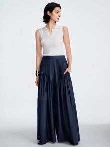 Aalyst 女士时尚阔腿裤，2025年春季新款休闲百褶宽松轻便长裤